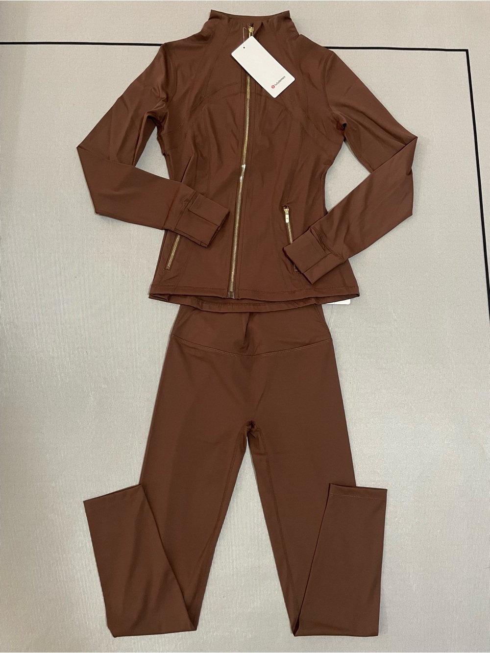 lululemon athletica Brown Bomber-Style Zip Jacket & Leggings Set